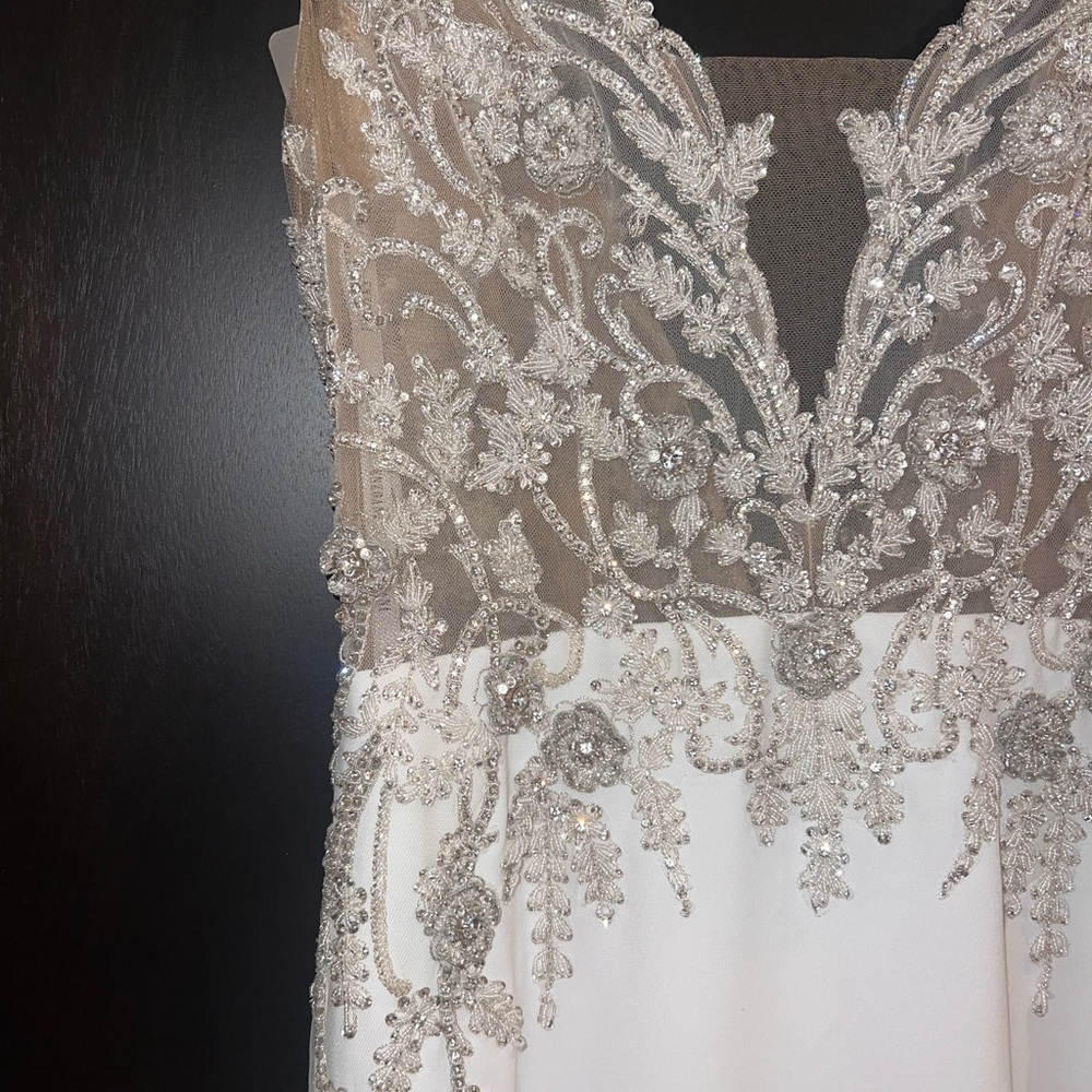 Full Glam Embellished White Lace Wedding Dress - Picture 10 of 16